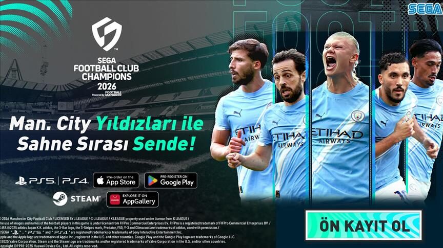 SEGA Football Club Champions 2026, 22 Ocak’ta Türkçe çıkıyor SEGA Football Club Champions 2026 futbol menajerlik oyununun tanıtım görseli